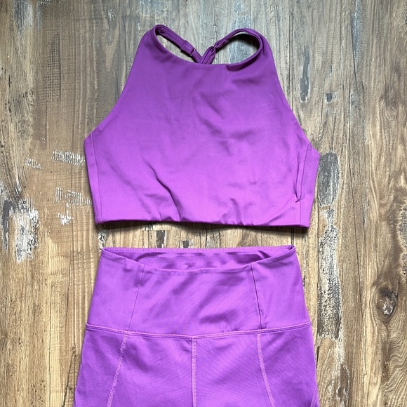Girlfriend Collective Purple Leggings and Crop Top Set - Picture 2 of 9